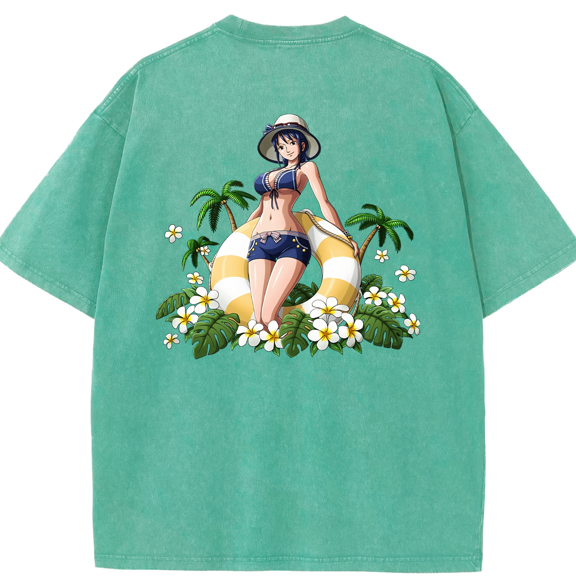 ワンピース ニコ・ロビン ONE PIECE Nico Robin 綿100% ヴィンテージ風 半袖Tシャツ（背面プリント）